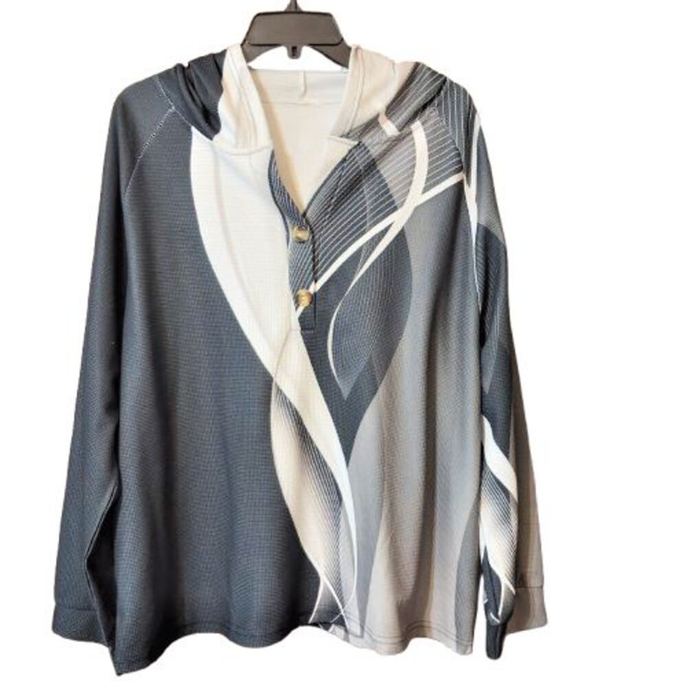 Mens Hoodie Long sleeve black gray white No Brand or Care Tag Size XXL